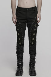 Black Buckle Skull Men's Punk Pants